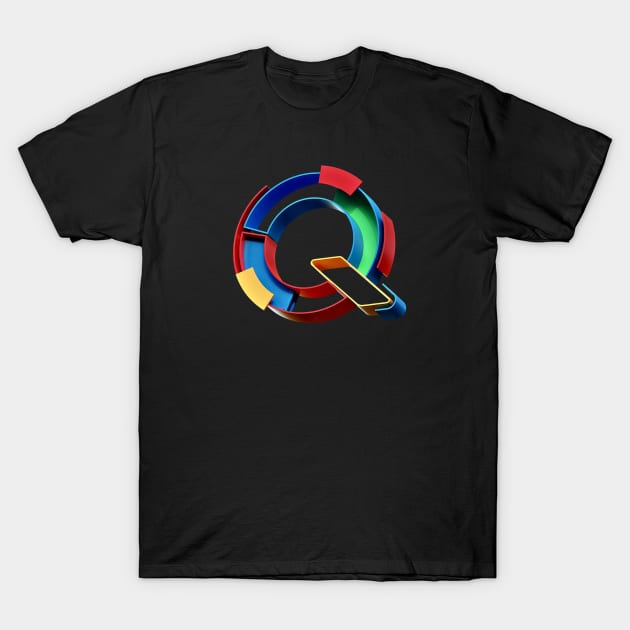 Q is for Quick - 3d mod graphic color design says cool! T-Shirt by LeftBrainExpress